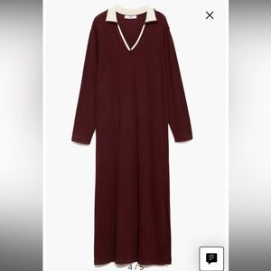 Mango contrast collar long sleeve knit dress